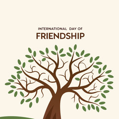 Obraz premium Brown Tree with Green Leaves International Day of Friendship Graphic vector