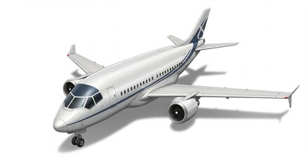 白い旅客機 優雅に飛行 滑らかな曲線 美しい光沢. AI Generated