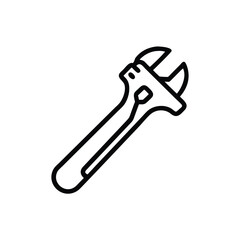Outline an adjustable wrench tool on a handdrawn spanner repair
