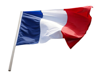   waving french flag isolated on white background PNG ,AI GENERATED