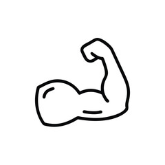 Outline a flexed arm bicep muscle on a symbol strength vector