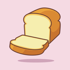 Cute traditional wheat bread.  Nutrition product, Isolated on colorful background.