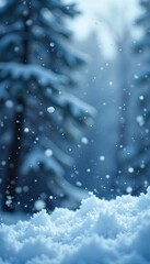 Serene Heavy Snowfall High-Resolution Winter Scene of Delicate Snowflakes Falling Against a Blurred Background, Perfect for Christmas and Weather-Related Projects
