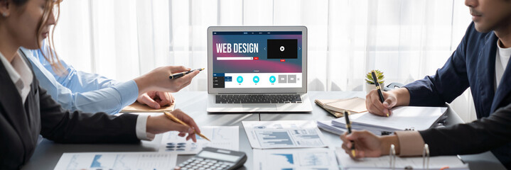 Business intelligence and data analysis concept. Analyst team working on financial data analysis...