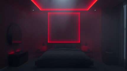 A modern design bedroom interior, trending architecture in red color scheme