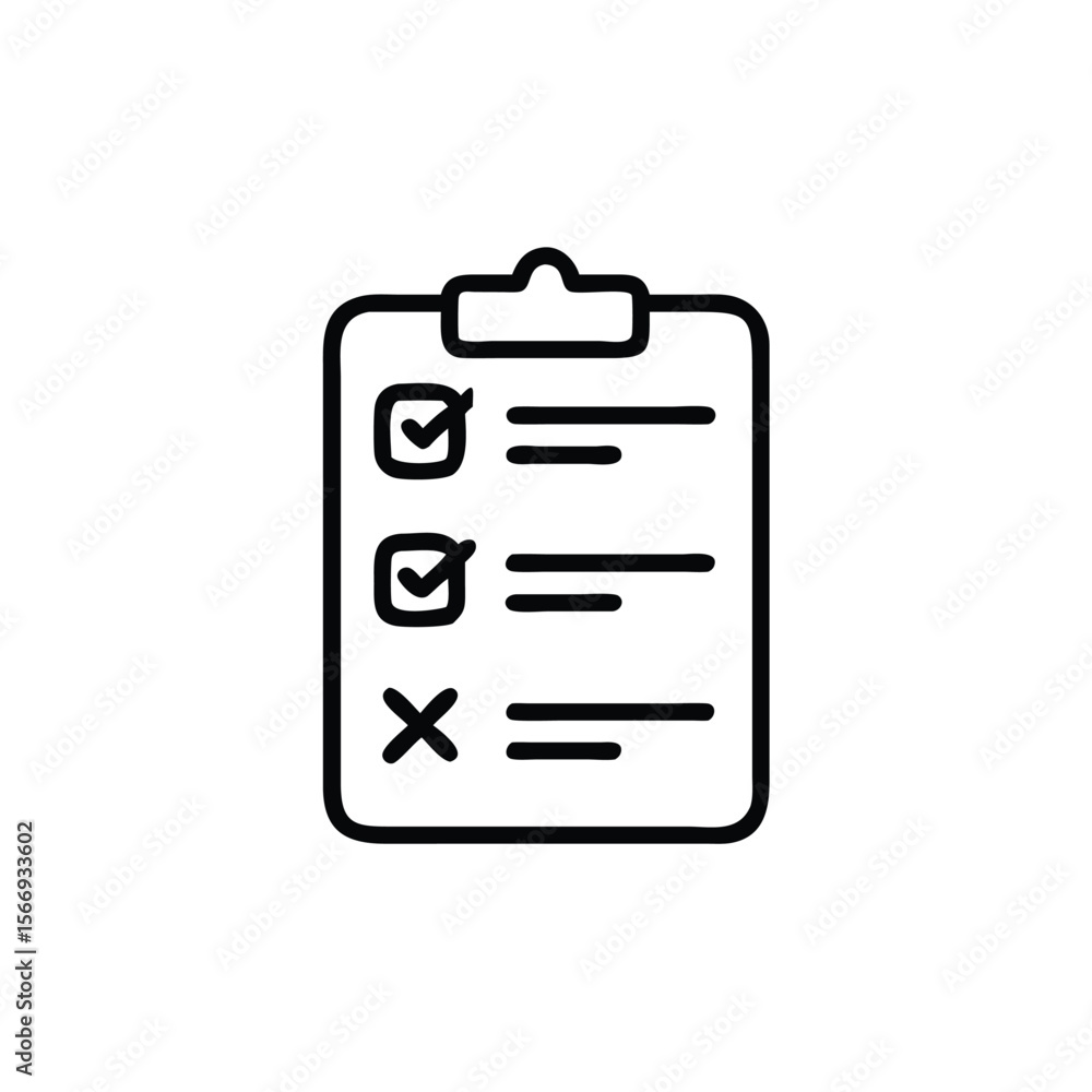 Poster handdrawn checklist symbol with checkmarks an x mark on a tick