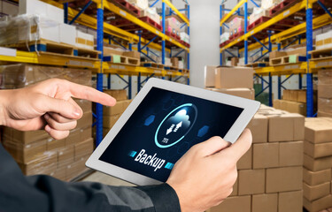 Backup Storage Data Internet Technology Business concept. Database storage cloud technology file...