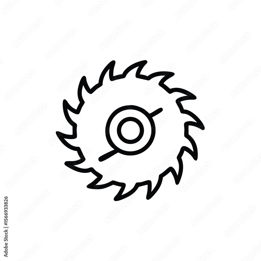 Poster saw blade symbol with circular center sharp teeth on a tool circle