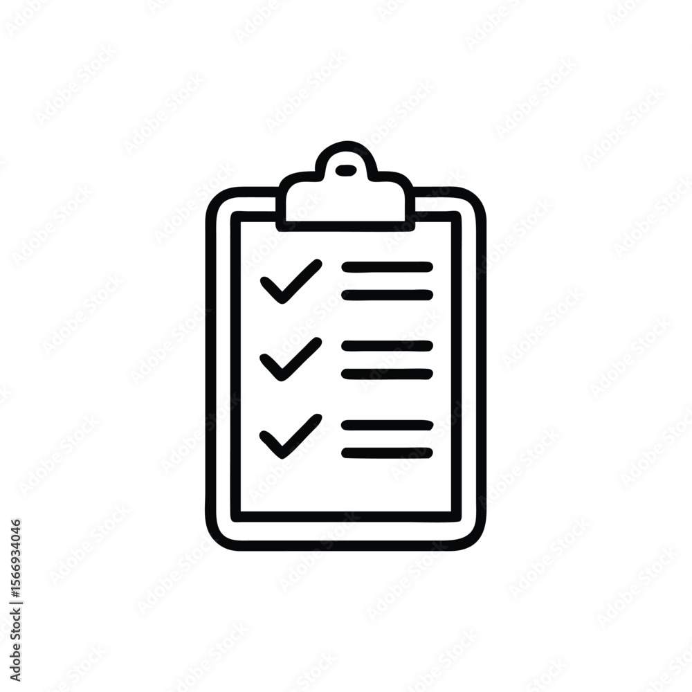 Poster clipboard icon with checkmarks horizontal lines on a checklist ticks