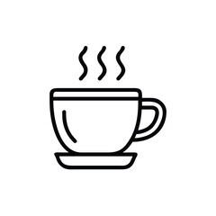 Line art a steaming coffee cup with a saucer on a beverage drink