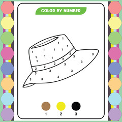 Color by number game for kids. Coloring page with a cute bee. Printable worksheet with solution for school and preschool. Learning numbers activity. Vector illustration