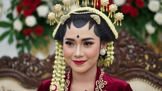 Traditional javanese bride wedding attire solo central java