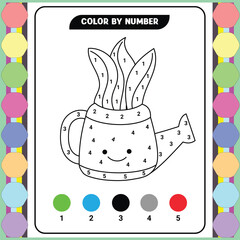 Color by number game for kids. Coloring page with a cute bee. Printable worksheet with solution for school and preschool. Learning numbers activity. Vector illustration