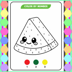Color by number game for kids. Coloring page with a cute bee. Printable worksheet with solution for school and preschool. Learning numbers activity. Vector illustration