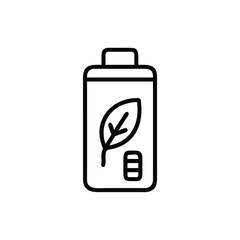 Outline a bottle with a leaf symbol battery icon on plant nature