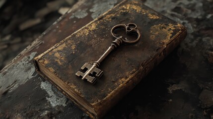 Key on aged book.