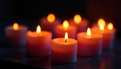 Flickering Candlelight Ethereal Flames and Spiritual Ritual, Dark Background, Hope, Faith, Devotion, Meditation, Warmth