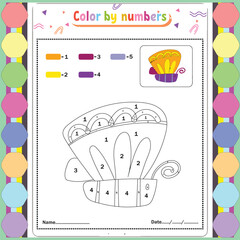 Color by number game for kids. Coloring page with a cute bee. Printable worksheet with solution for school and preschool. Learning numbers activity. Vector illustration
