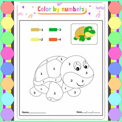 Vector coloring page for children education and activities. Puzzle game color by number