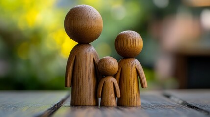 Wooden family figurines: Child care.