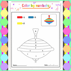 Vector coloring page for children education and activities. Puzzle game color by number
