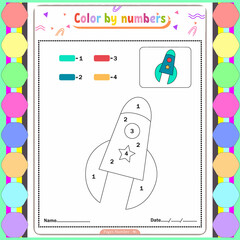 Vector coloring page for children education and activities. Puzzle game color by number
