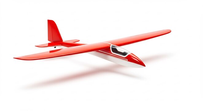 Rot weiss Segelflugzeug gleitet elegant Studiolicht. AI Generated