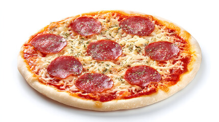 Delicious Roman Style Pepperoni Pizza Freshly Baked with Rich Tomato Sauce, Cheese, and Herbs