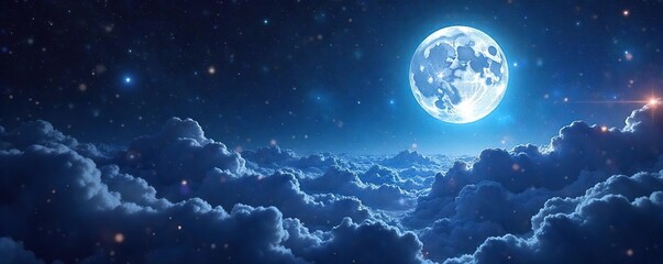 Ethereal Moonlight Bathes a Star-Studded Cosmos Breathtaking Celestial Landscape Perfect for Fantasy, Sci-Fi, and Spiritual Projects