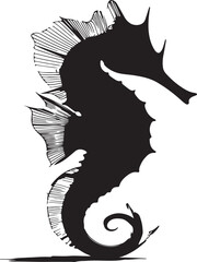  Elegant black-and-white line art of a floating seahorse, minimalist and abstract.