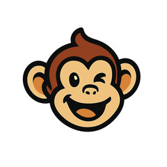 Obraz premium A cute illustration of a cartoon monkey winking at you, perfect for adding a touch of joy and playfulness to your projects.