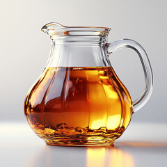 Crystal Pitcher: A close-up, photorealistic shot of an elegant, crystal pitcher filled with amber liquid, showcasing the interplay of light and transparency.