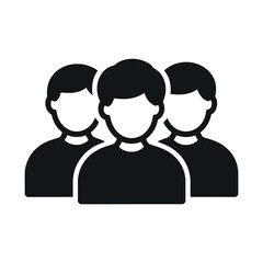 Three simple black and white people icons