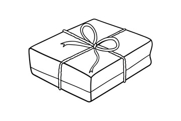 Rectangular gift box with ribbon present