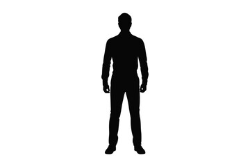 Obraz premium Silhouette of a man standing on a white background in casual attire