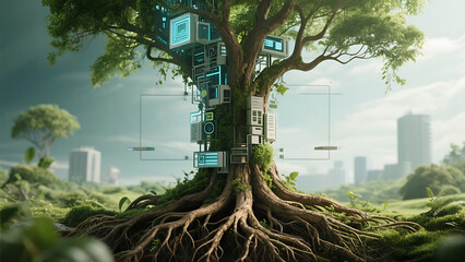 Digital Ecosystem: Technology Integrated into a Growing Tree