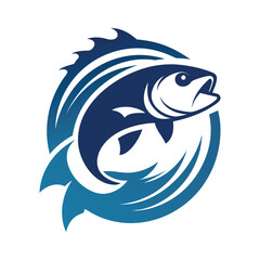 Bass Fish and Wave Logo Design