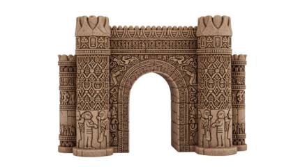 Ancient temple gate architecture stone carving archway entrance design history travel landmark tourism on transparent background