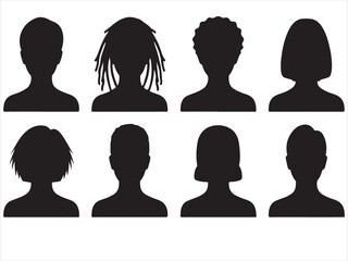 Diverse hairstyles silhouettes representing different people and styles