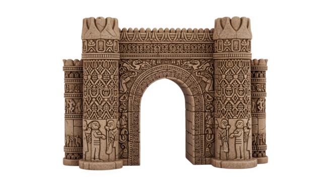 Ancient temple gate architecture stone carving archway entrance design history travel landmark tourism on transparent background