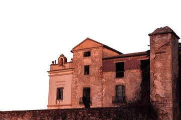 Haunted house at dawn.