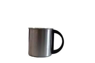 Metal cup isolated on transparent background.