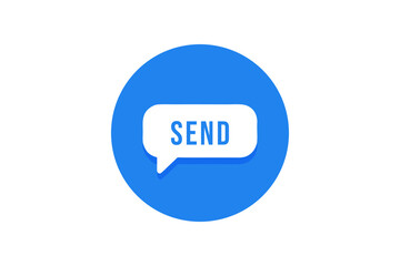 White Send Message Icon Button on Blue Circle UI Symbol for App, Web 