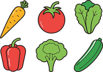 Healthy Vegetable Collection Illustration for Menus and Recipes. Fresh Vegetable Clipart Set for Food Blog and Restaurant Design. Colorful Vegetable Icons for Diet Plan and Nutrition Apps