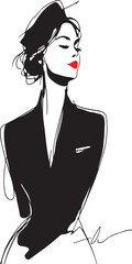 Elegant continuous line drawing of a flight attendant