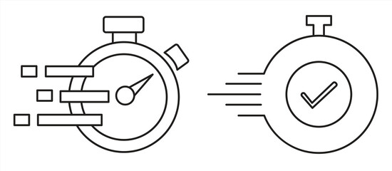 Time speed icon, line symbol, can be used for website design, logo, app, template, UI, etc., isolated on white background, vector illustration.

