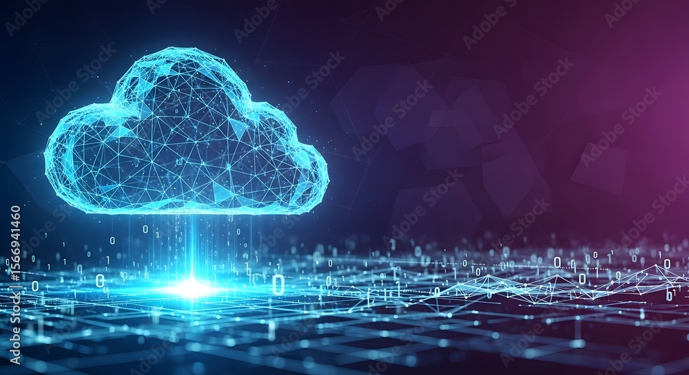 Poster cloud computing digital illustration data network