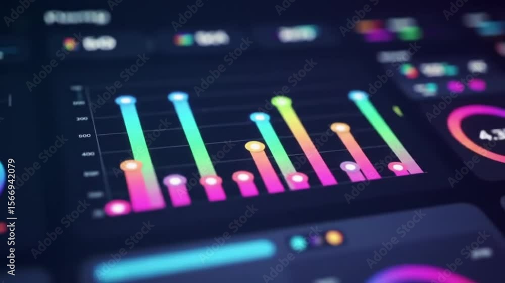 Aufkleber dynamic data visualization interface displaying business statistics and progress analysis