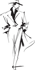 Elegant minimalist one-line drawing of a stage actor in costume, abstract