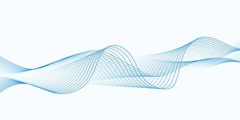 Blue Wave Line Abstract Background Template for Business or Technology Banner